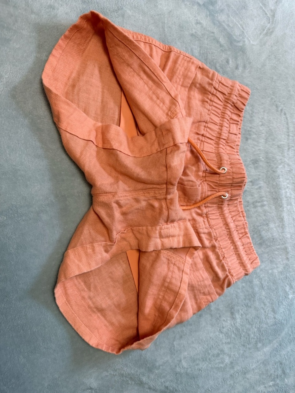 Athleta Cabo Linen Blend Shorts Size 2 Peach Coral Drawstring Casual Summer - Picture 8 of 12